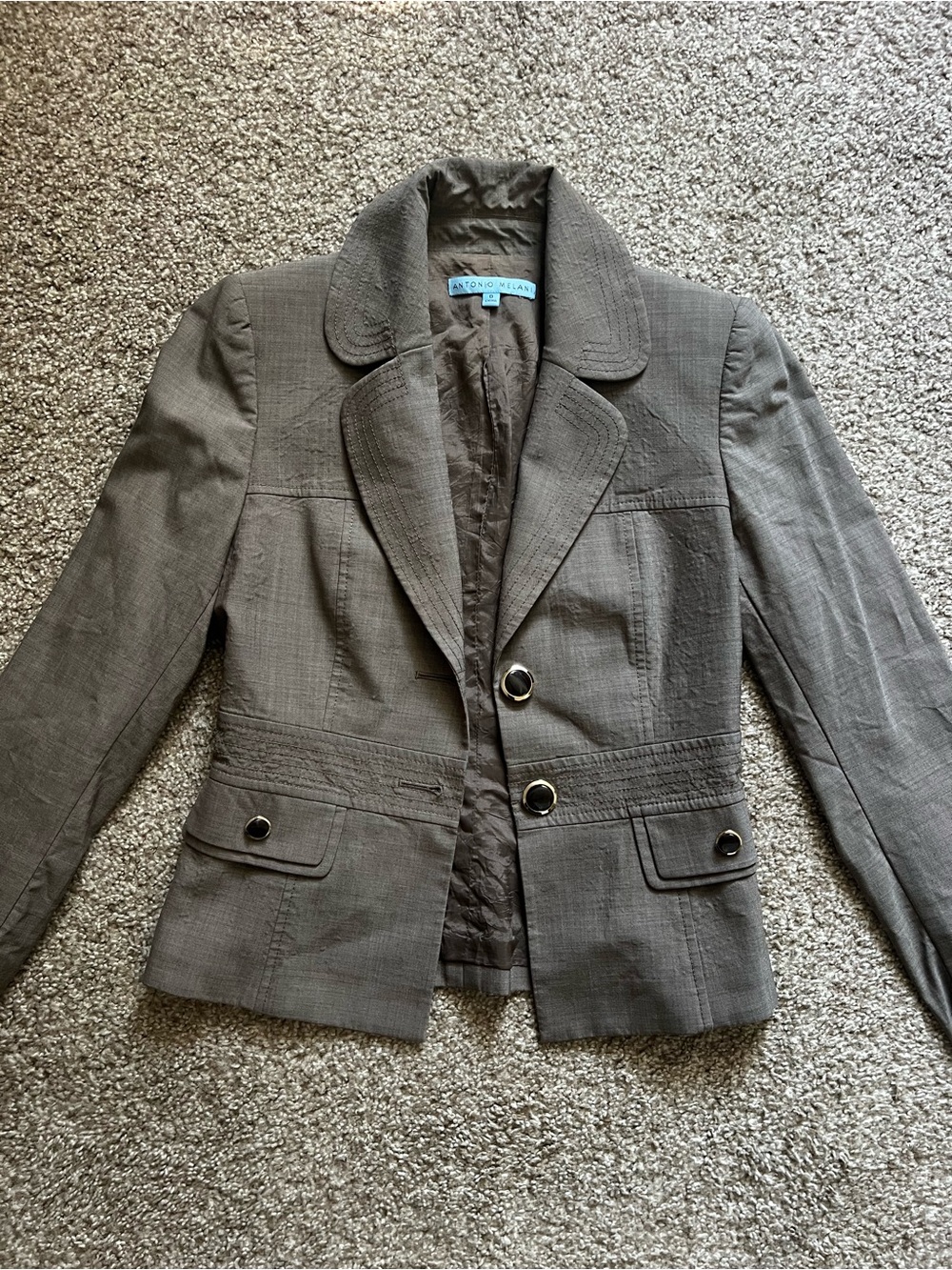 ANTONIO MELANI Gray Tailored Two-Button Blazer
